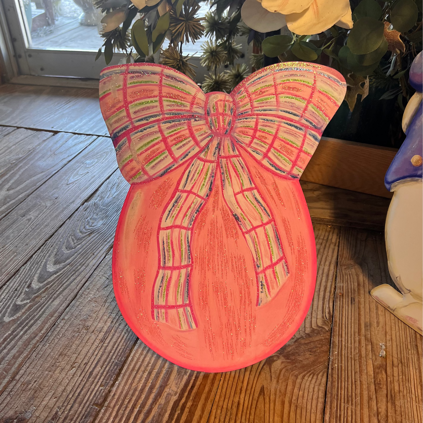 Plaid Bow Egg - Pink