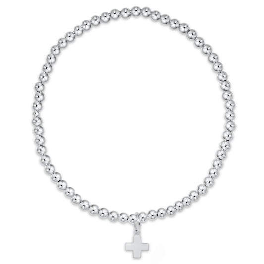 Classic Sterling 3mm Bracelet - Signature Cross Sterling Charm