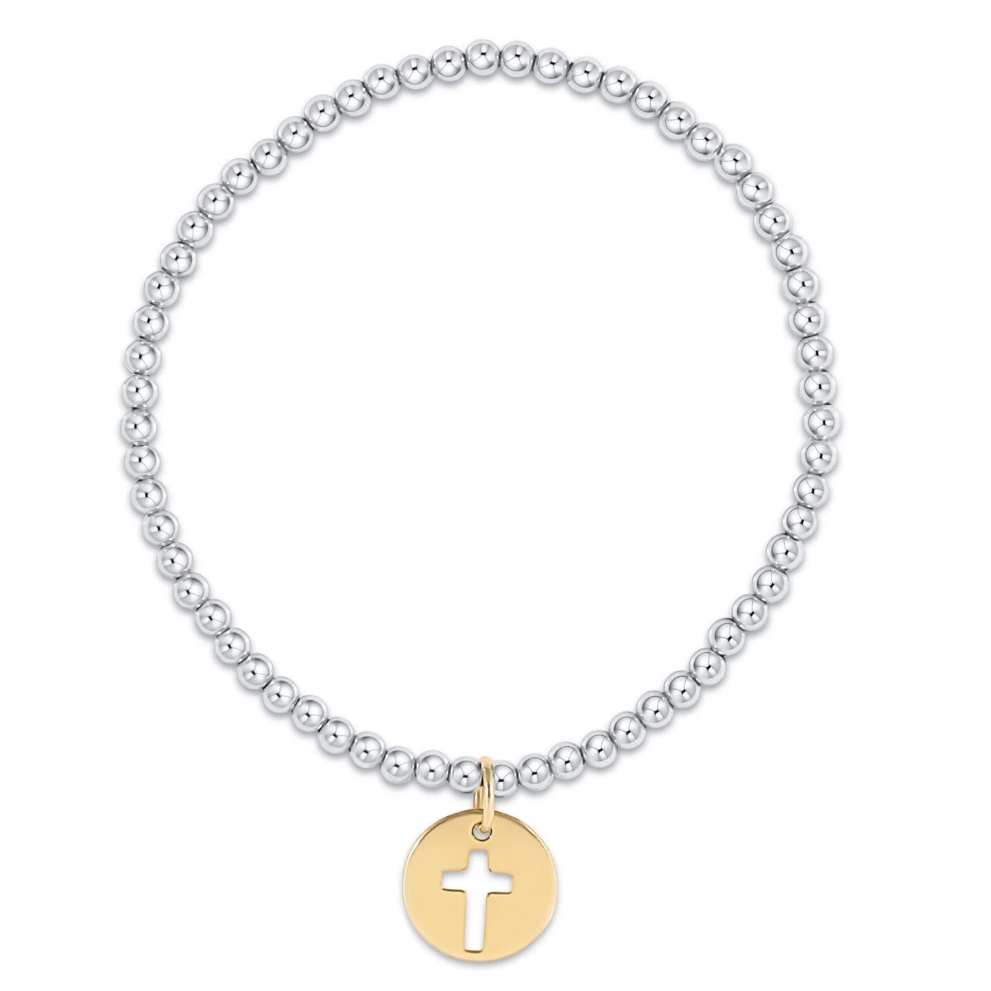 Extends Classic 3mm Bracelet - Silver with Blessed Gold Disc