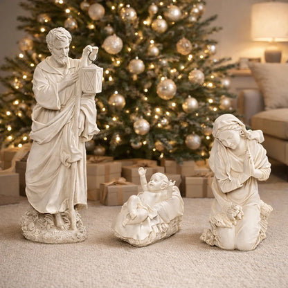 3 Piece Ivory Resin Nativity Set - 2 Sizes