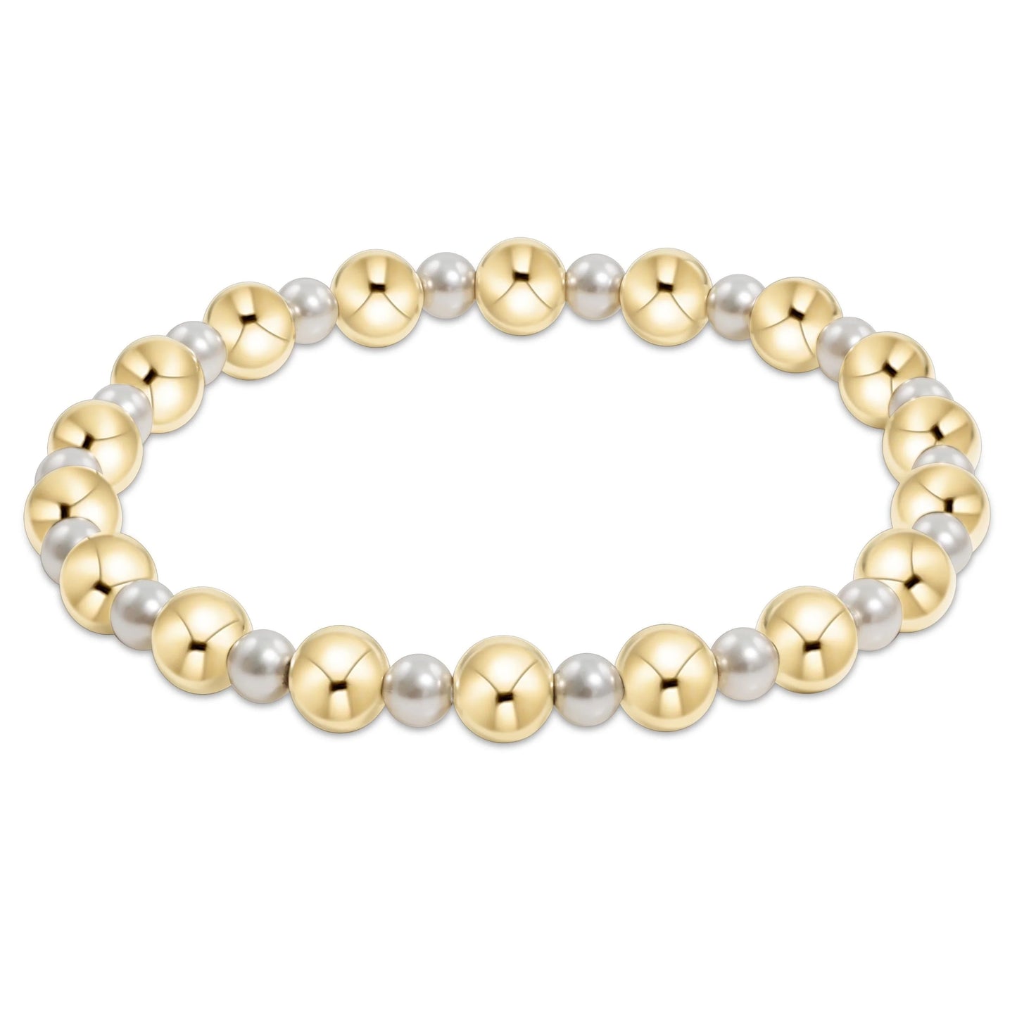 Extends Pearl Grateful Pattern 4mm Bracelet - 6mm Gold