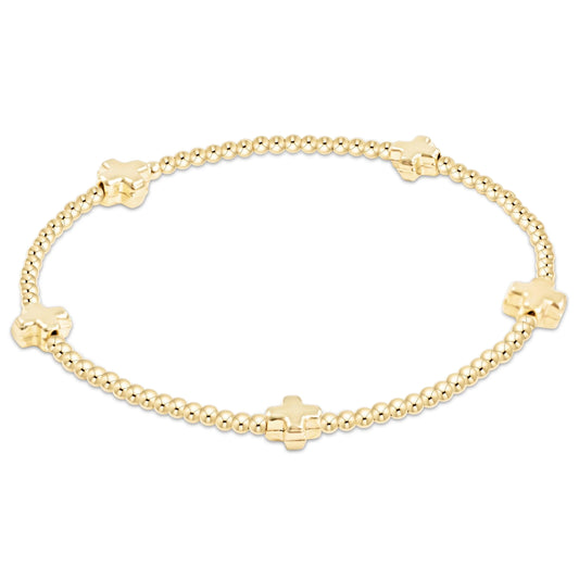 Signature Cross Small 2mm Gold Bracelet - Gold