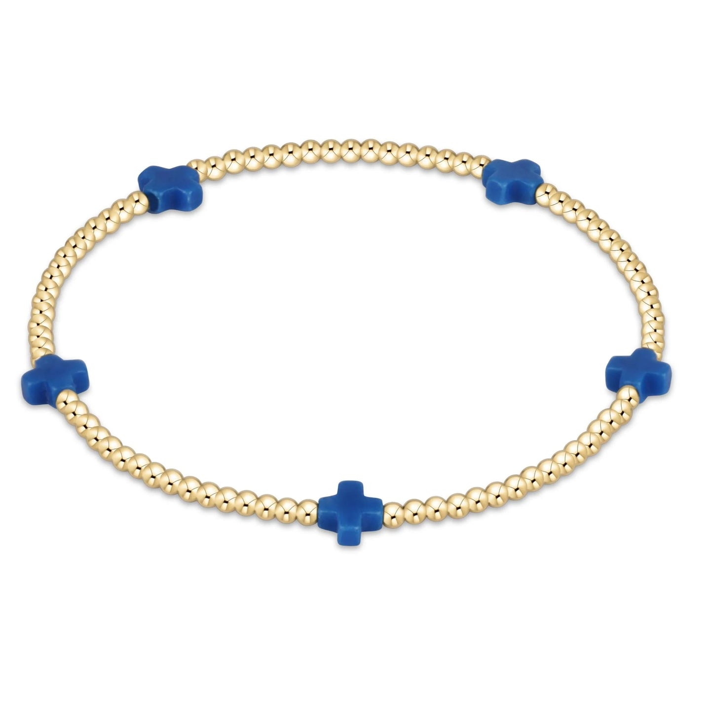egirl Signature Cross Small 2mm Gold Bracelet - Cobalt