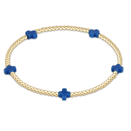 egirl Signature Cross Small 2mm Gold Bracelet - Cobalt