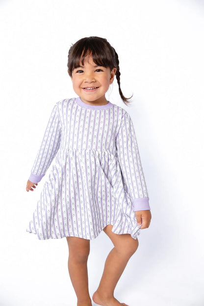 Sweatshirt Dress-Lilac Ribbons