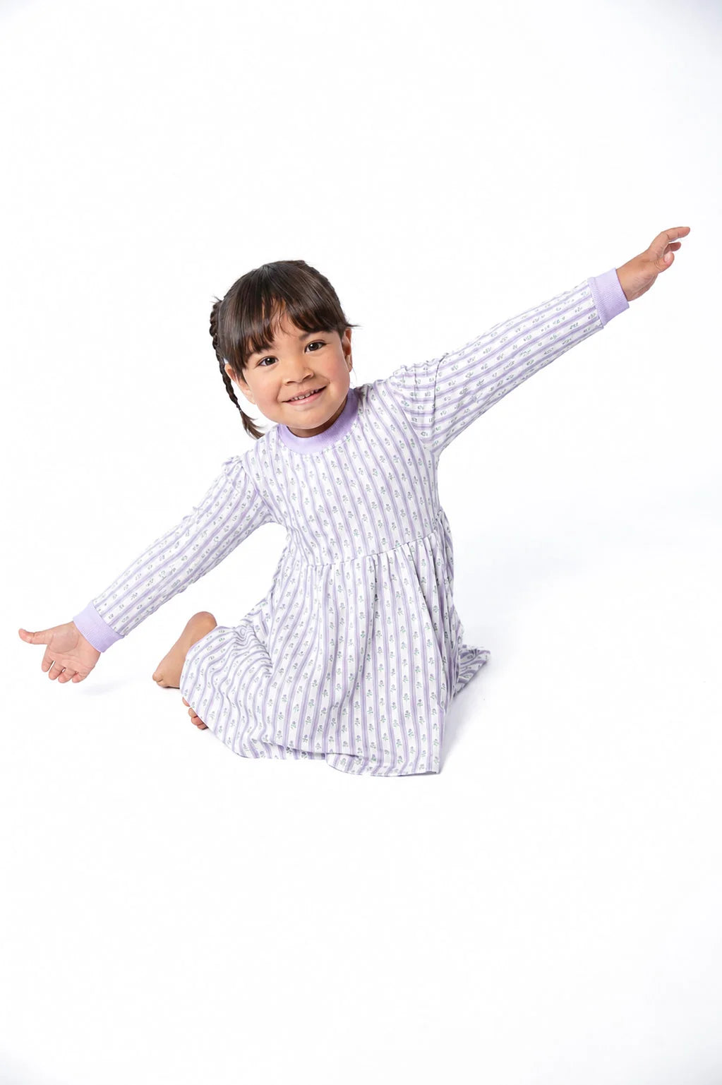 Sweatshirt Dress-Lilac Ribbons