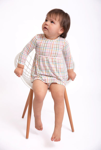LS Bodysuit Dress-AJ Plaid
