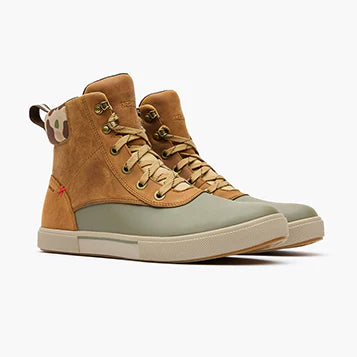 Men's Leather Lace Ankle Deck Boots - Tan and Green