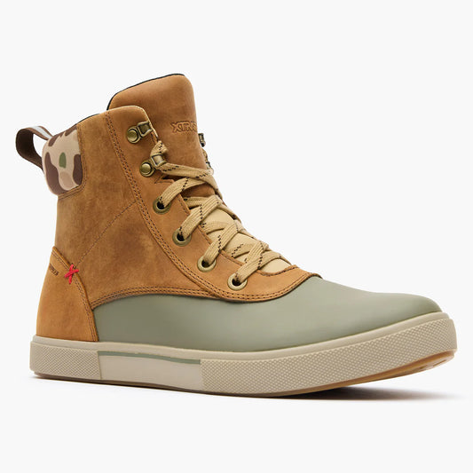 Men's Leather Lace Ankle Deck Boots - Tan and Green