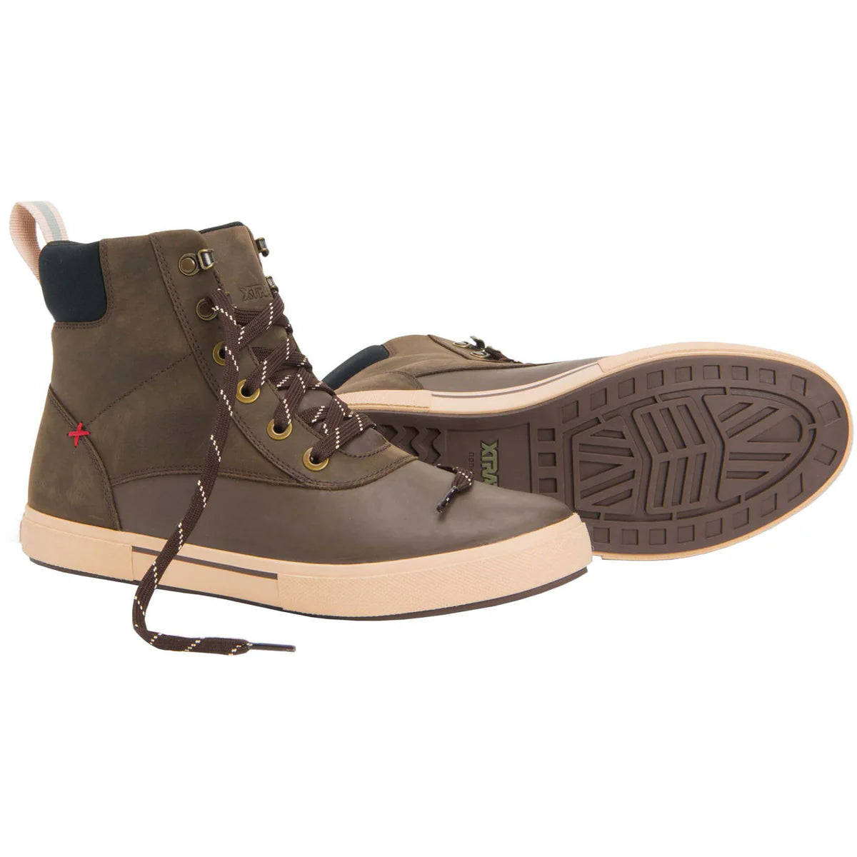 Men's Leather Lace Ankle Deck Boots - Brown