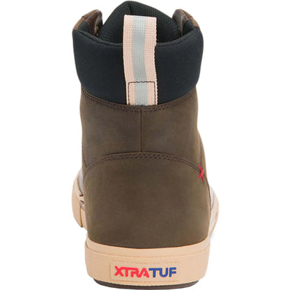 Men's Leather Lace Ankle Deck Boots - Brown