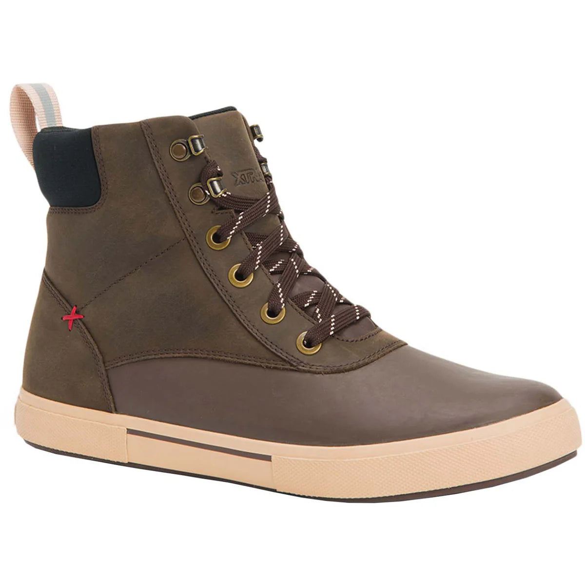 Men's Leather Lace Ankle Deck Boots - Brown