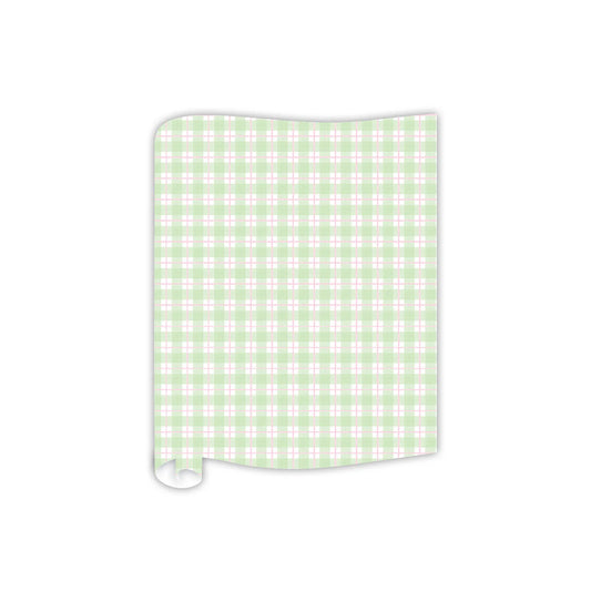 Table Runner - Green Plaid with Pink Accents