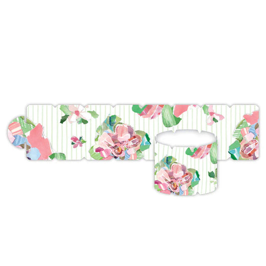 Lauren Dunn Green Zinnia Pinstripe Napkin Ring