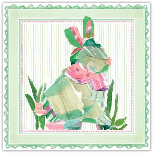 Lauren Dunn Green Bunny Scalloped Border Square Placemat