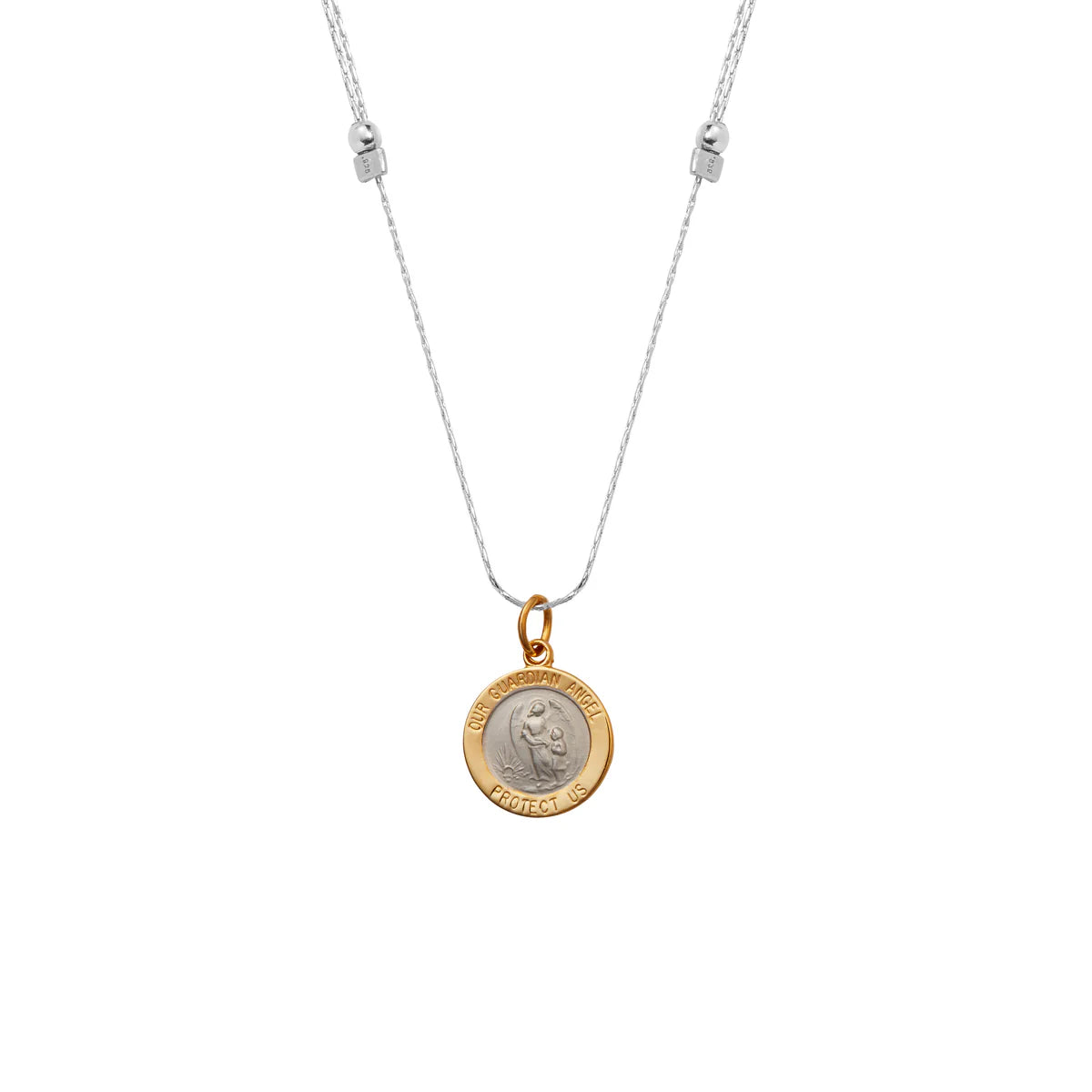Guardian Angel Chain Slider Necklace - Silver