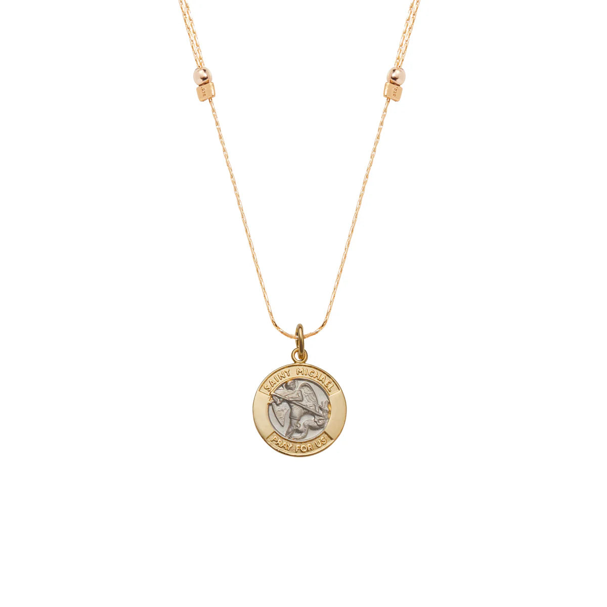 Saint Michael Chain Slider Necklace - Gold