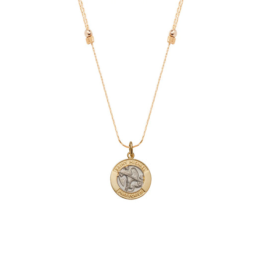 Saint Michael Chain Slider Necklace - Gold