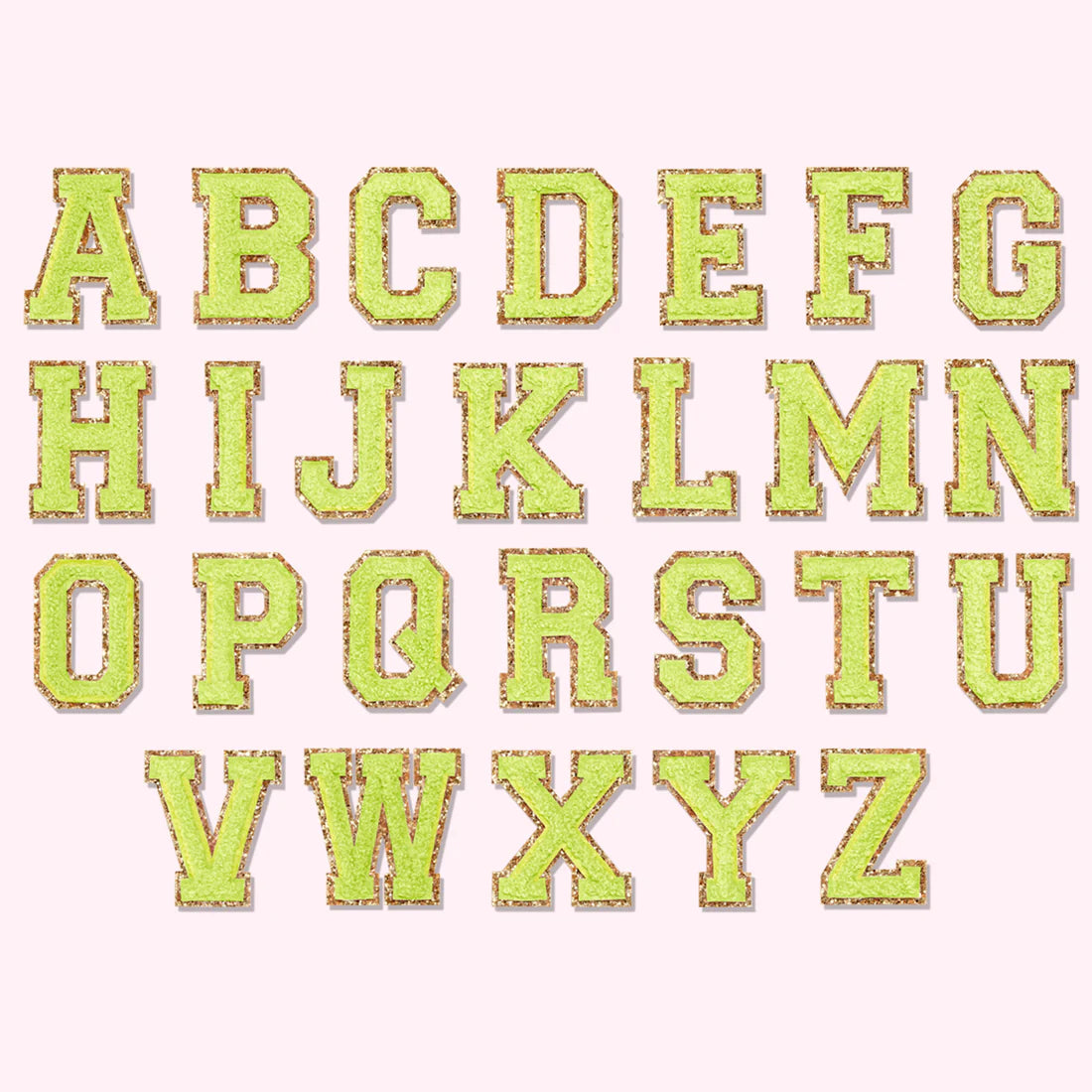 Glitter Varsity Letter Patch - Lime