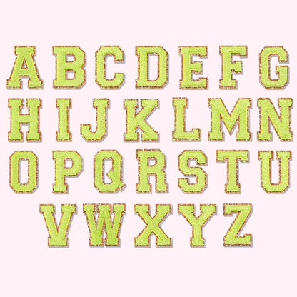 Glitter Varsity Letter Patch - Lime