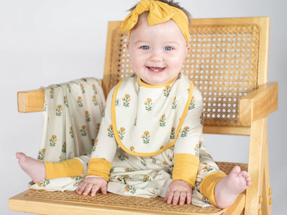 Convertible Zip Pajamas - Marigold Block Print