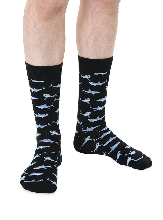Men's Bamboo Crew Socks - Sharks