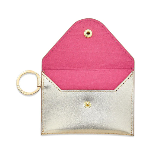Keychain Wallet - Gold Leather Envelope Card Case