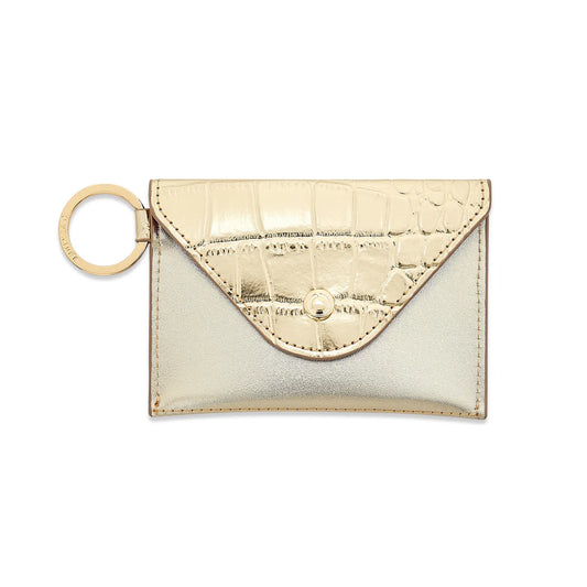 Keychain Wallet - Gold Leather Envelope Card Case