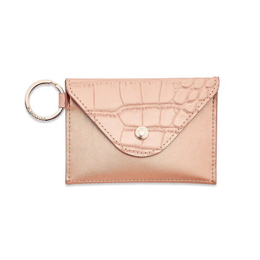 Keychain Wallet - Rose Gold Leather Envelope Card Case