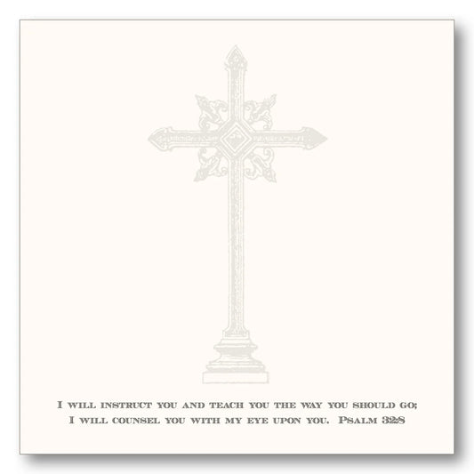 Natural Note Block - Cross with Psalm 32:8