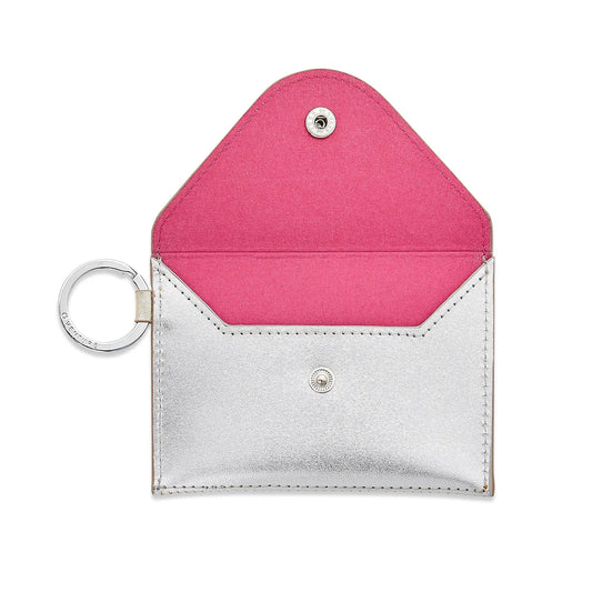 Keychain Wallet Mixed Metal - Gold & Silver Leather Envelope Card Case