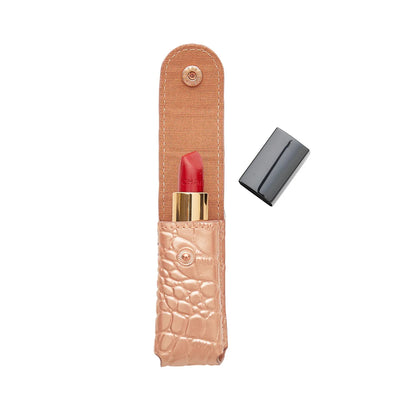 The Smooch Lipstick Holder - Solid Rose Gold Croc-Embossed