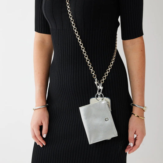 Keychain Wallet - Osssential Silver Leather Card Holder