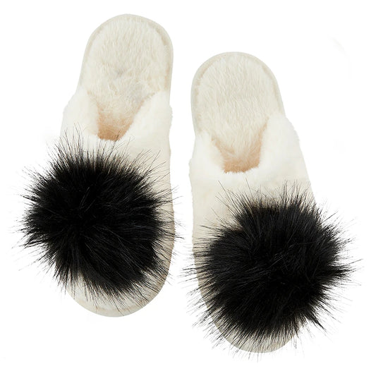 Pom Pom Plush Slippers - Adult