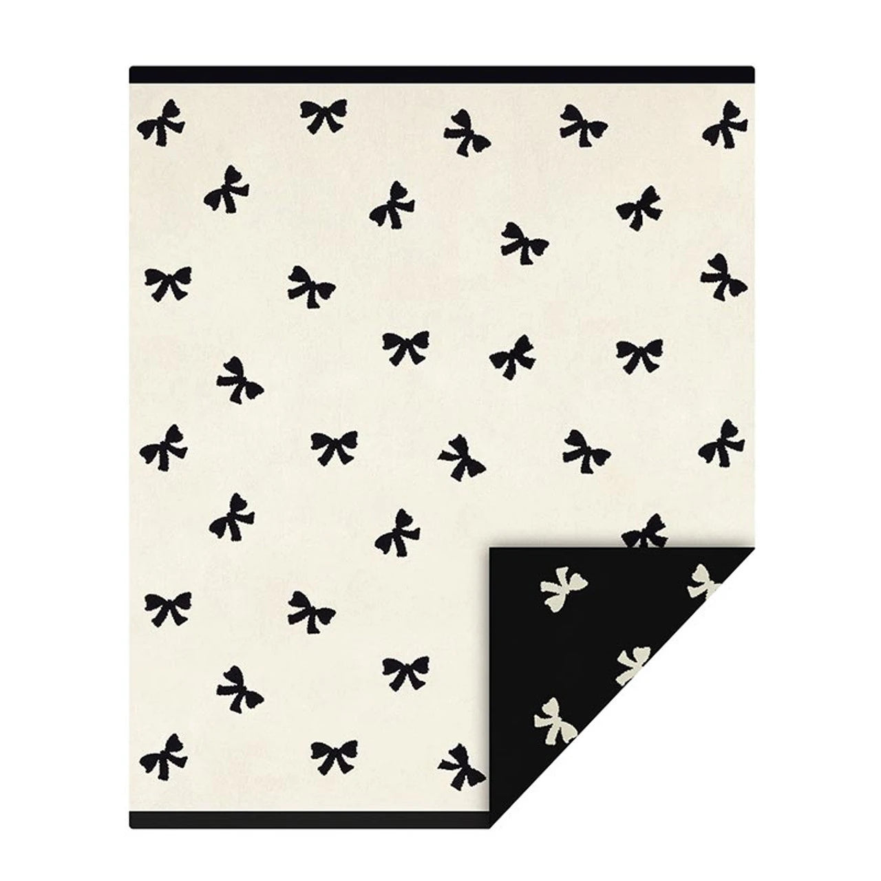 Cozy Throw - Ivory with Black Bows