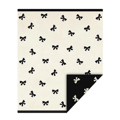Cozy Throw - Ivory with Black Bows