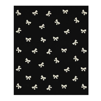 Cozy Throw - Ivory with Black Bows
