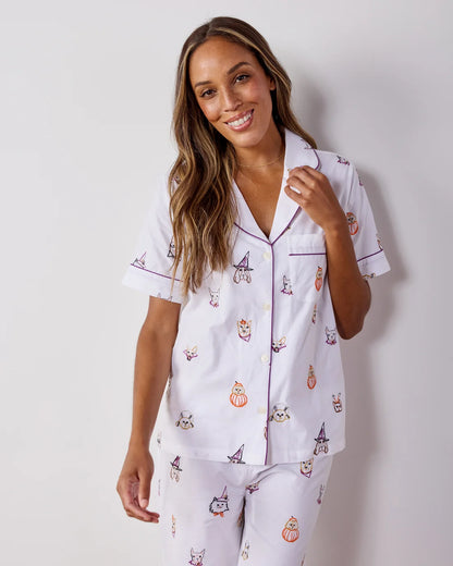 Halloween Hounds Short Sleeve Top And Cropped Pants Set - Medium