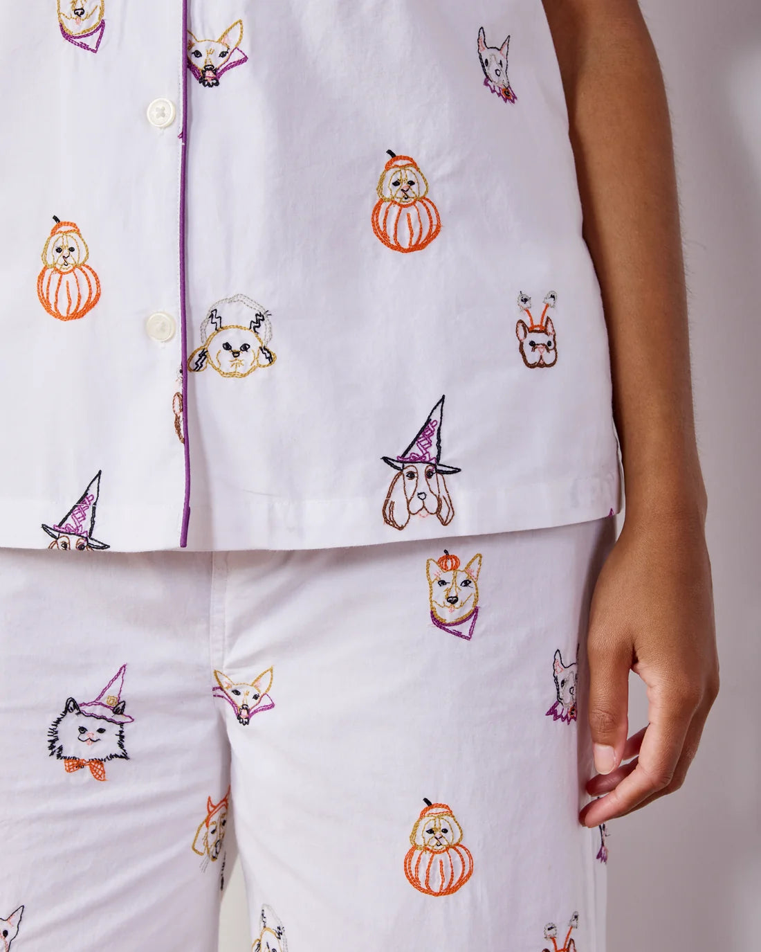 Halloween Hounds Short Sleeve Top And Cropped Pants Set - Medium