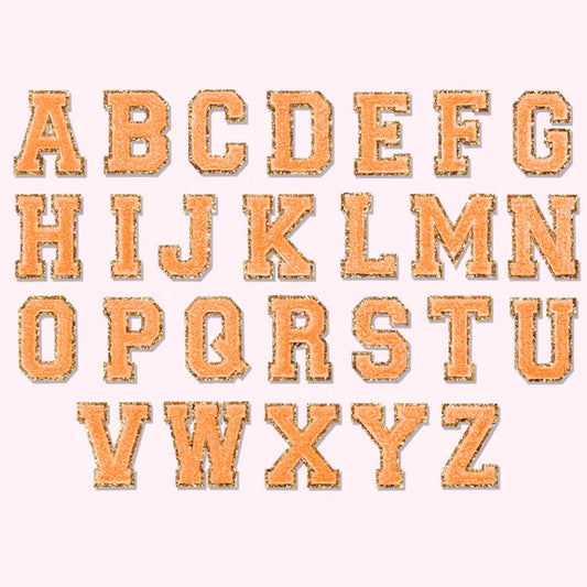 Glitter Varsity Letter Patch - Peach