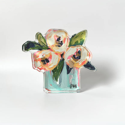 Acrylic Block - Pink And White Peonies