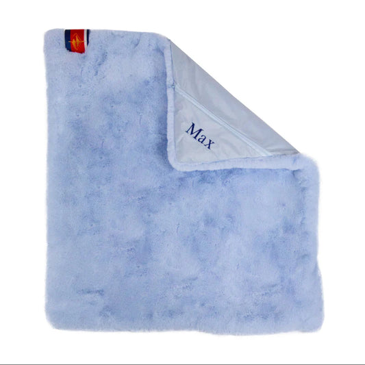 Luxury Faux Fur Baby Blanket with Waterproof Backing - Light Blue