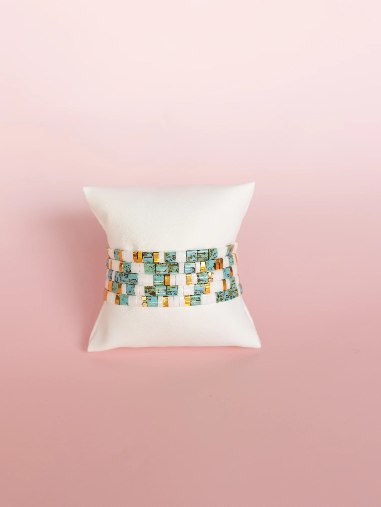 Glass Tile Bracelet - Gold + Turquoise
