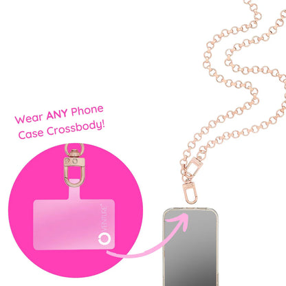 Phone Crossbody with Rose Gold Metal Chain - Hands-Free Phone Chain