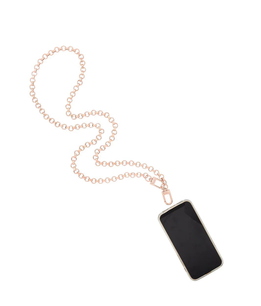 Phone Crossbody with Rose Gold Metal Chain - Hands-Free Phone Chain