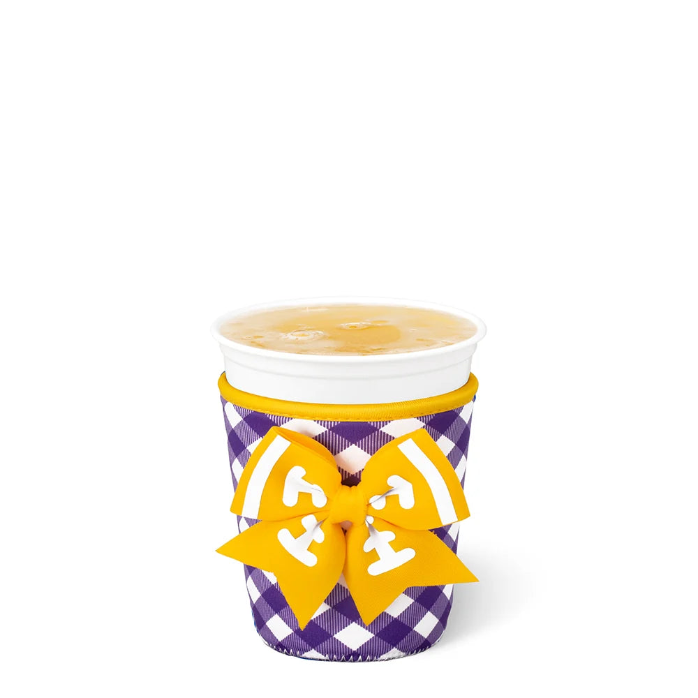 Gameday Gingham Purple + Yellow Iced Cup Coolie