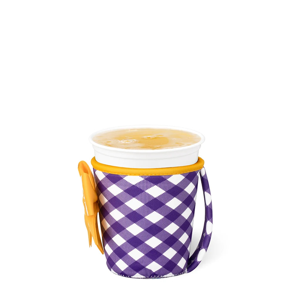 Gameday Gingham Purple + Yellow Iced Cup Coolie