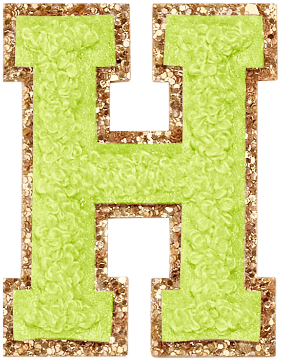 Glitter Varsity Letter Patch - Lime