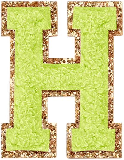 Glitter Varsity Letter Patch - Lime