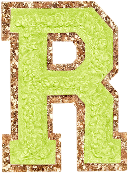 Glitter Varsity Letter Patch - Lime